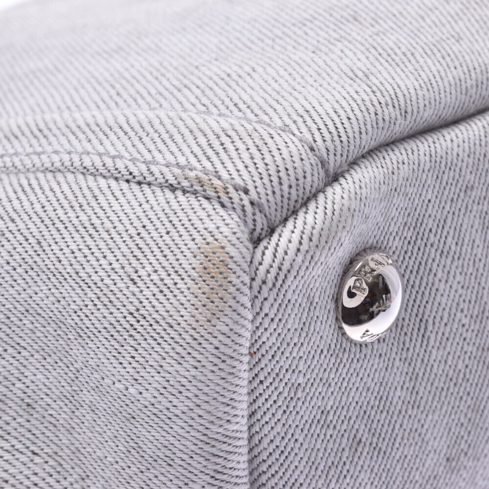 PRADA Canapa Jeweled Bag Gray Denim Tote - Picture 8 of 11